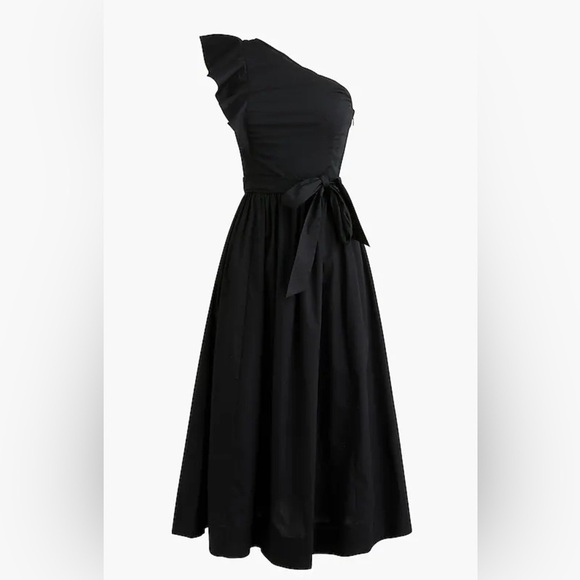 J Crew Factory One-shoulder midi dress in Black size 8P NWT CA431 - Picture 4 of 10